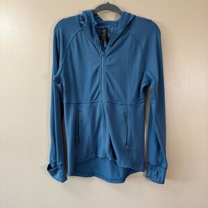 Savvi Blue Full Zip Athletic Hooded Jacket